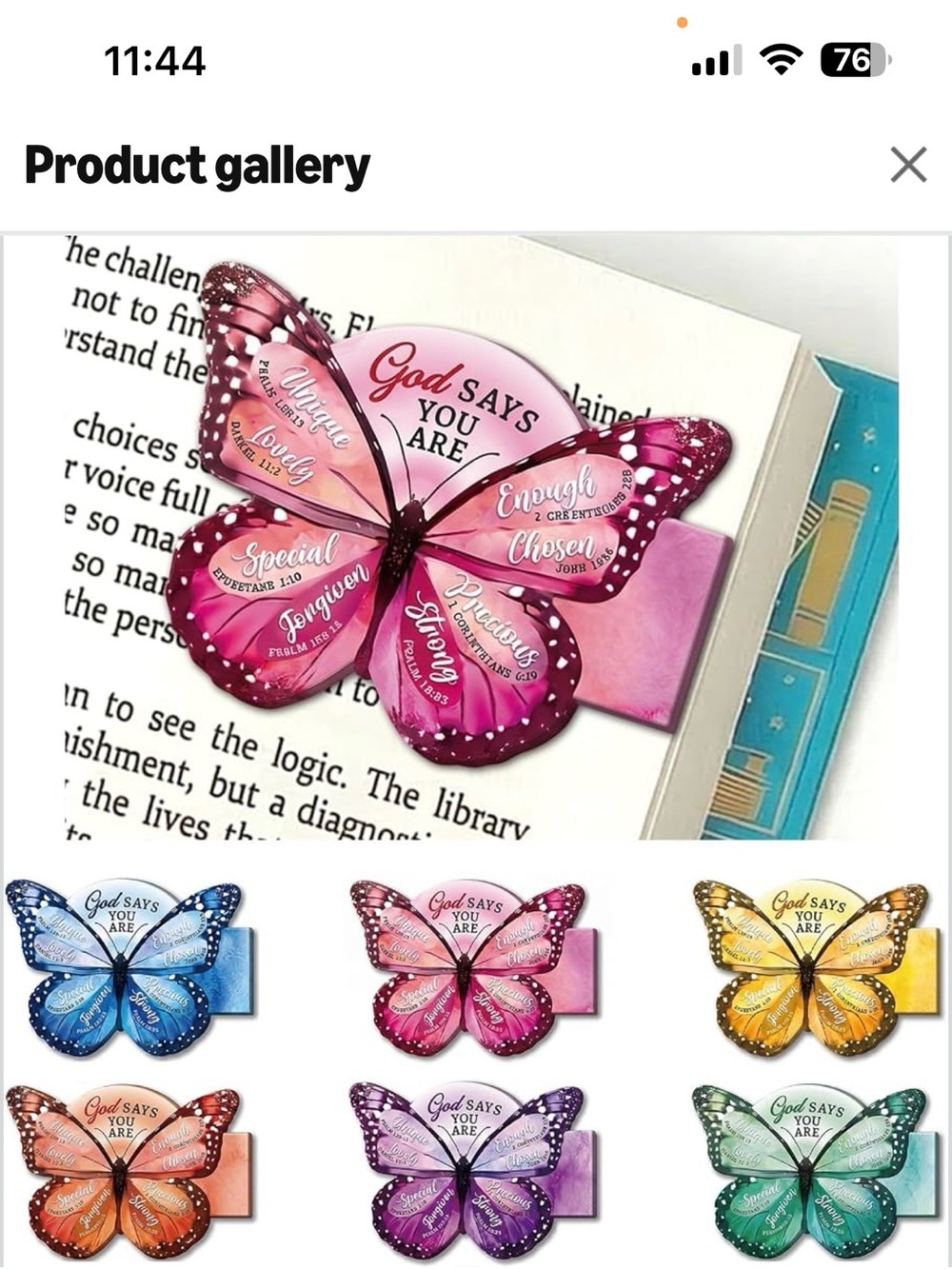 Christian Magnetic Bookmarks. 6Pcs Cute Butterfly Book Markers. NWT.